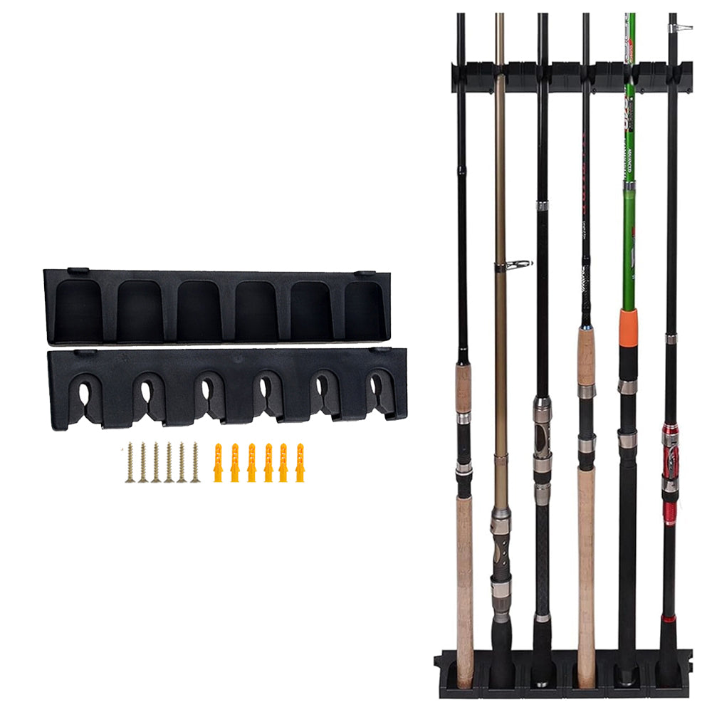 6-Rod Rack Wall Mounted Fishing Pole Holder-Vertical Style