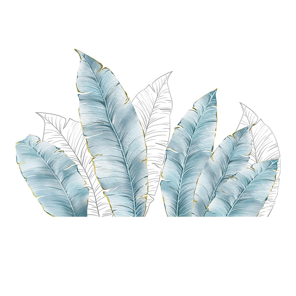 Blue Tropical Jungle Leaves Wall Decals Palm Tree Leaf Plants Wall Stickers