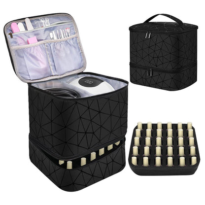 PU Double Layer Nail Polish Carrying Case Bag Holds 30 Bottles