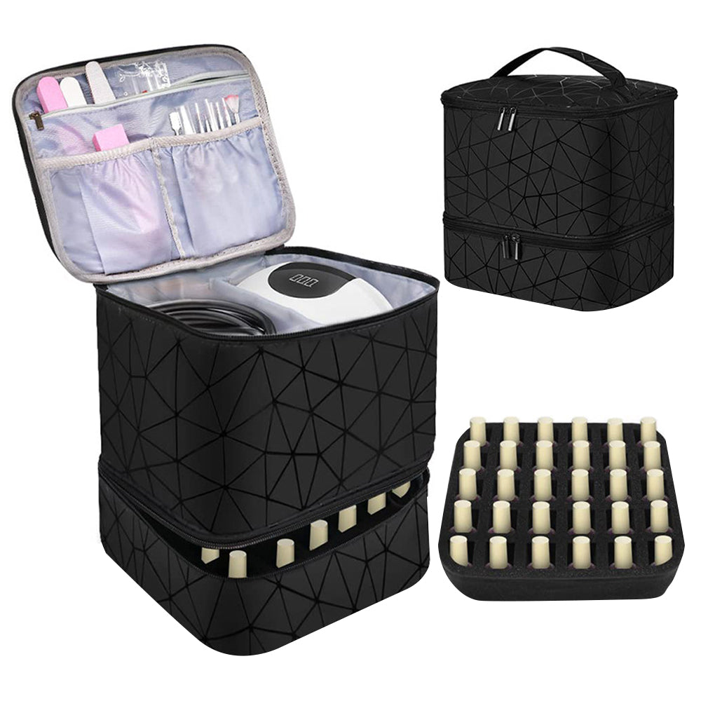 Double Layer Nail Polish Carrying Case Bag Holds 30 Bottles