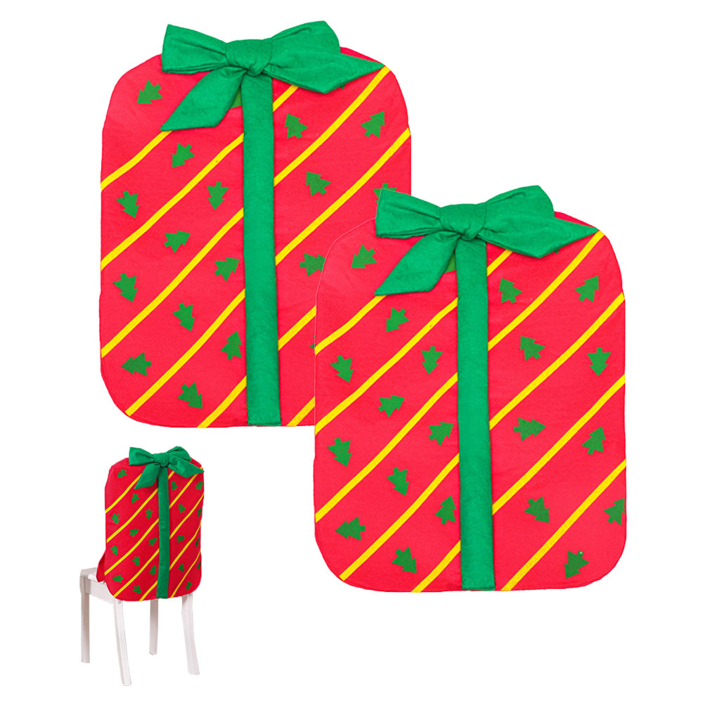 2Pcs Christmas Bowknot Chair Back Cover