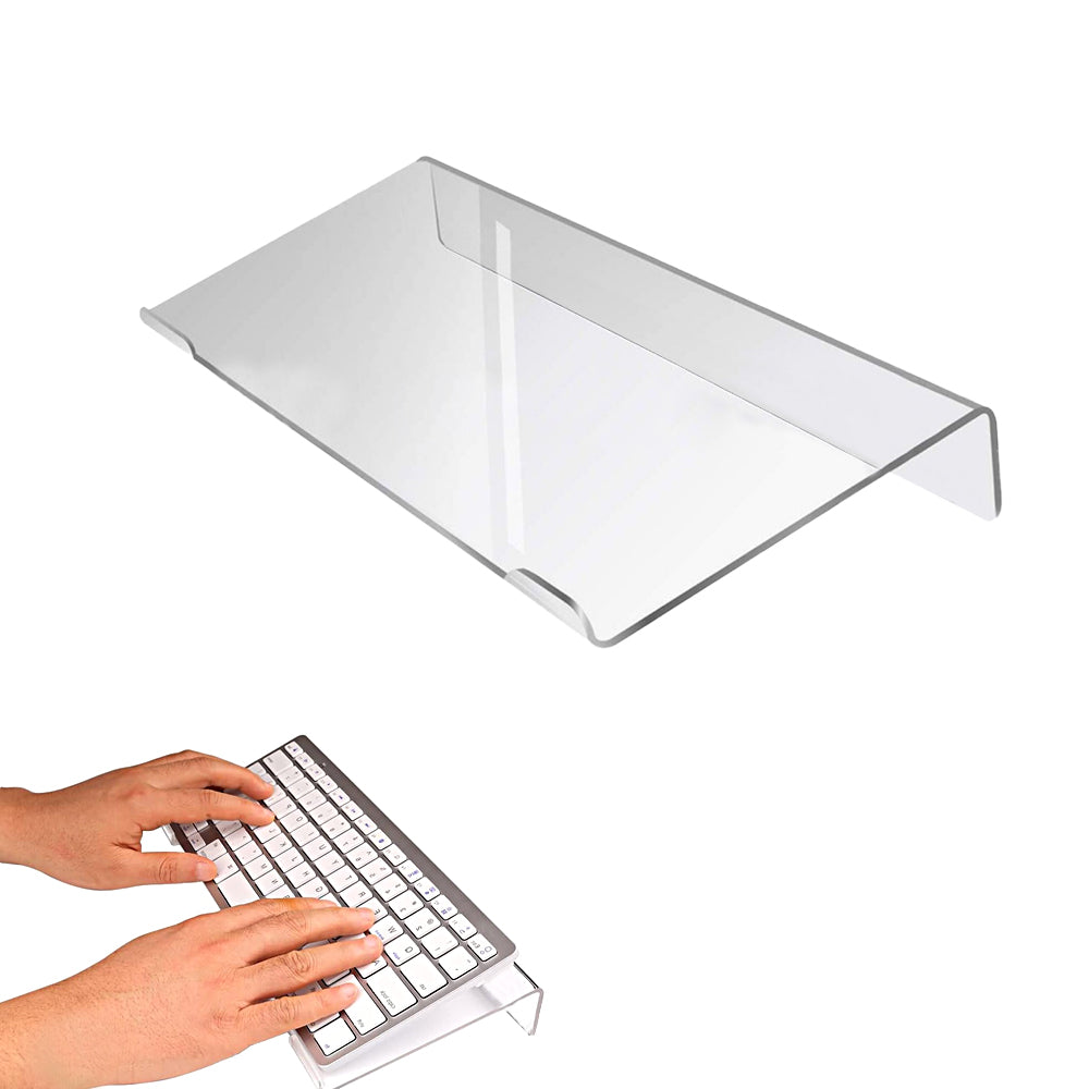 Clear Acrylic Tilted Computer Keyboard Holder With Non-slip Strip