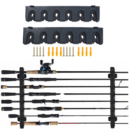 6-Rod Rack Wall Mounted Fishing Pole Holder-Horizontal Style