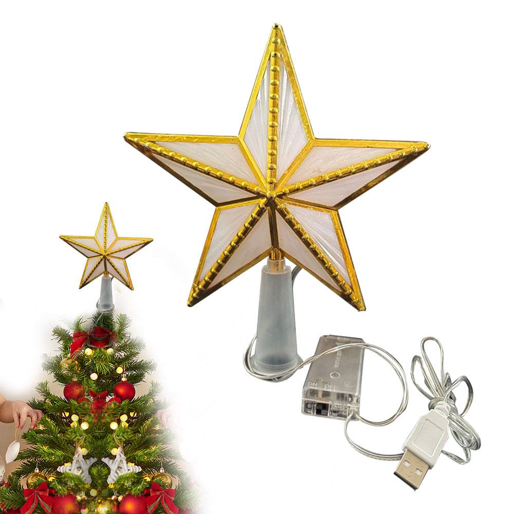 Led Pentagram Christmas Tree Top Light