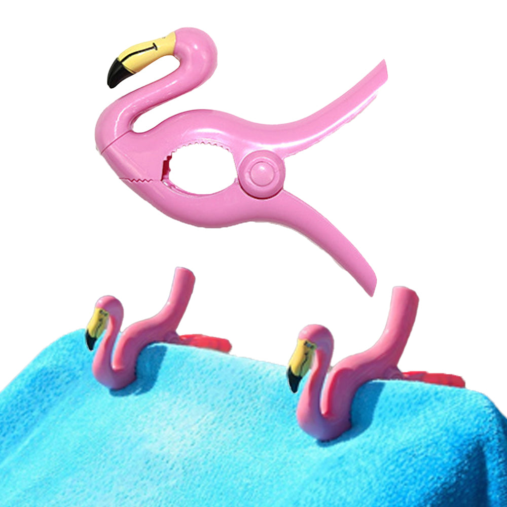 2Pcs Portable Flamingo Parrot Beach Towel Clip for Clothes Quilt Blanket Patio Pool