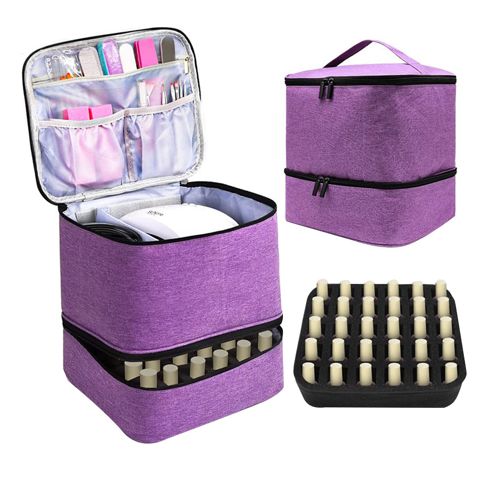 Double Layer Nail Polish Carrying Case Bag Holds 30 Bottles