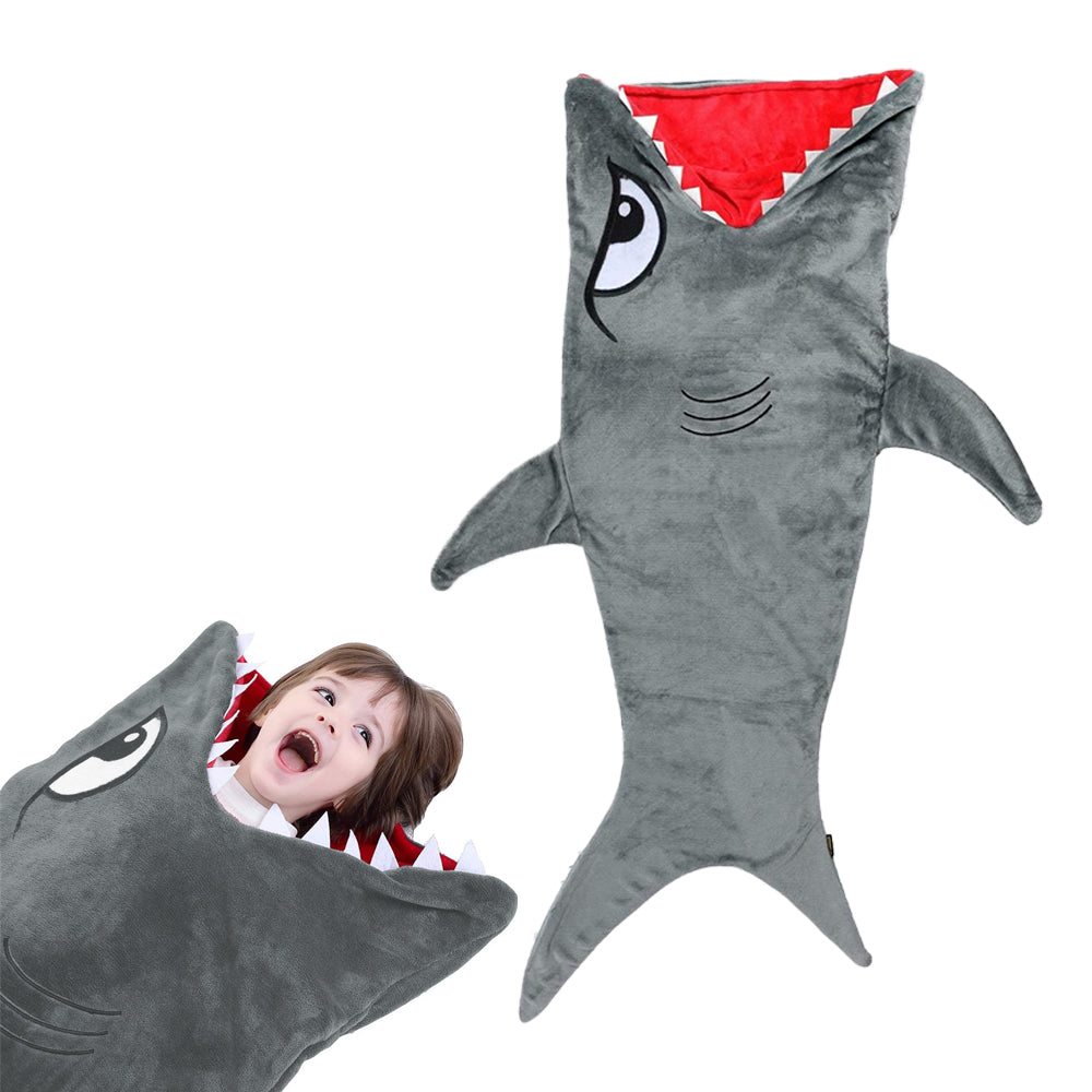 Shark Sleeping Bag Double Layer Plush Animal Blanket Pajamas Hoodie