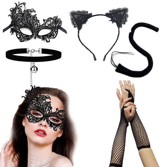 Black Cat Costume Set for Women-Phoenix Pattern
