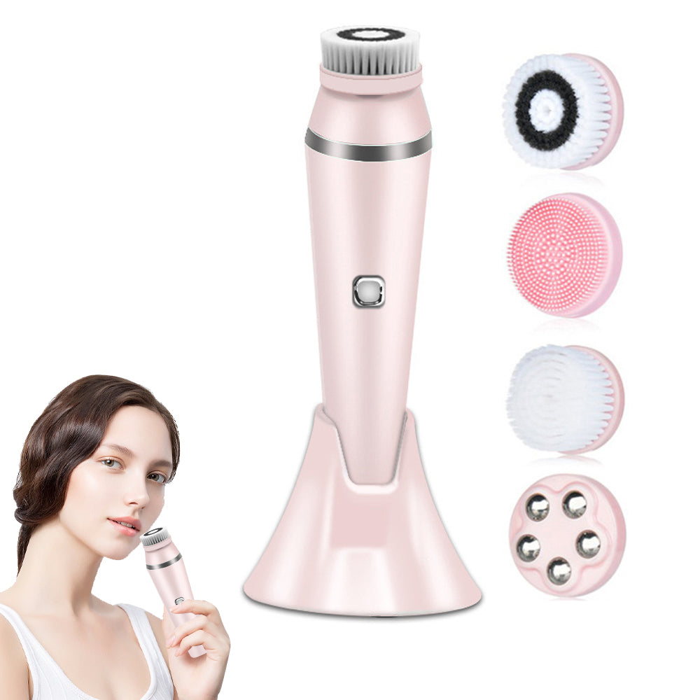 4-in-1 Electric Powered Facial Cleansing Brush Set for Skin Care and Beauty