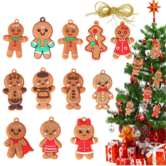 12Pcs Gingerbread Man Christmas Tree Hanging Pendants
