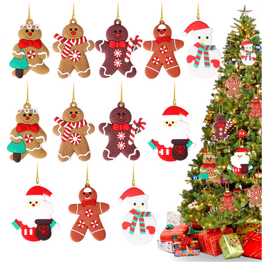 12Pcs Gingerbread Man Christmas Tree Hanging Pendants