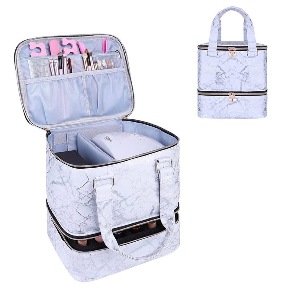 Double Layer Nail Polish Carrying Case Bag Holds 30 Bottles