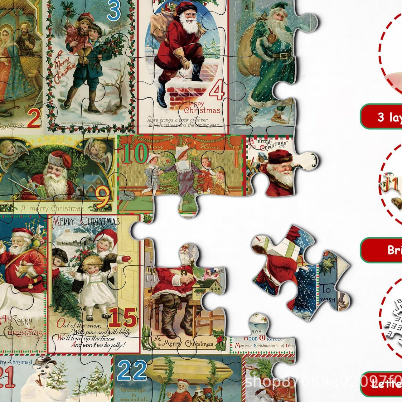 Christmas Advent Calendar Puzzle 1000 Piece Advent Calendar 24 Days Countdown Puzzles Toy