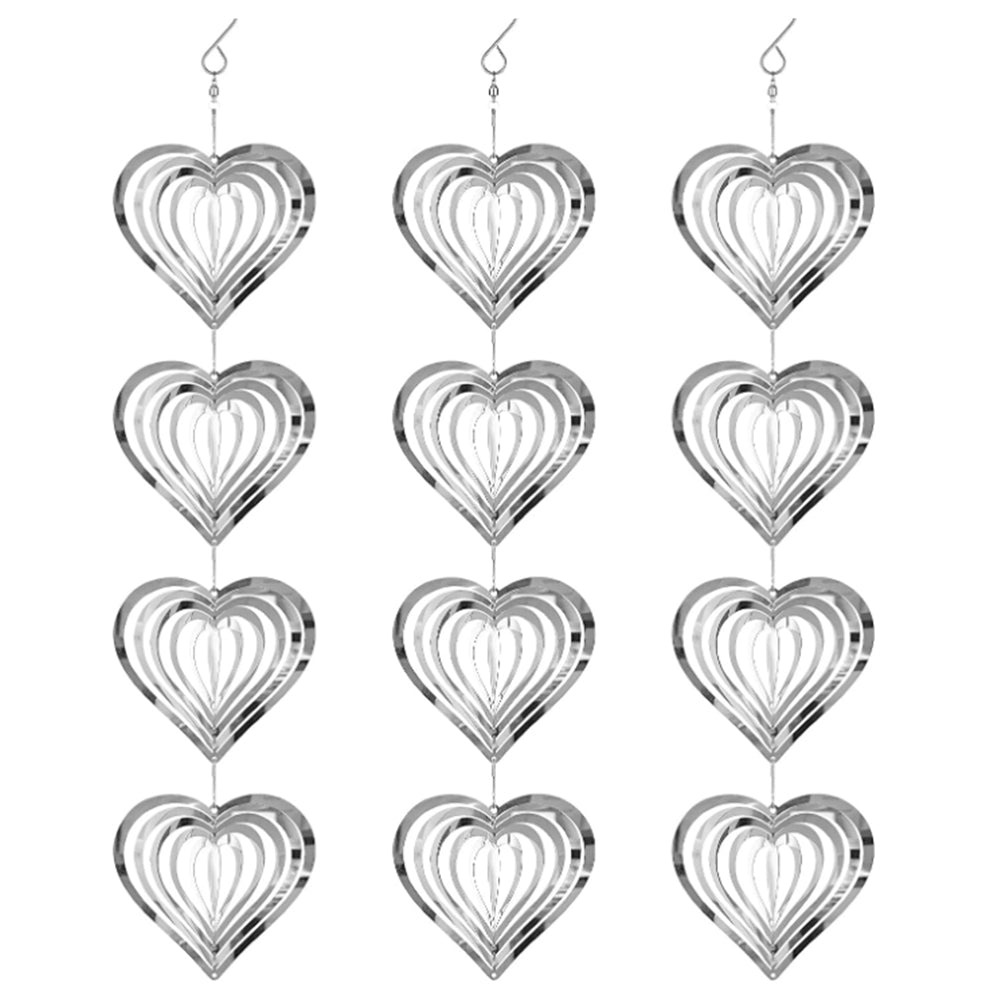 3Pcs Stainless Steel Rotating Reflective Bird Scare Tool-Heart-shaped