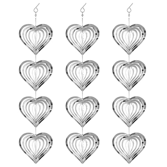 3Pcs Stainless Steel Rotating Reflective Bird Scare Tool-Heart-shaped