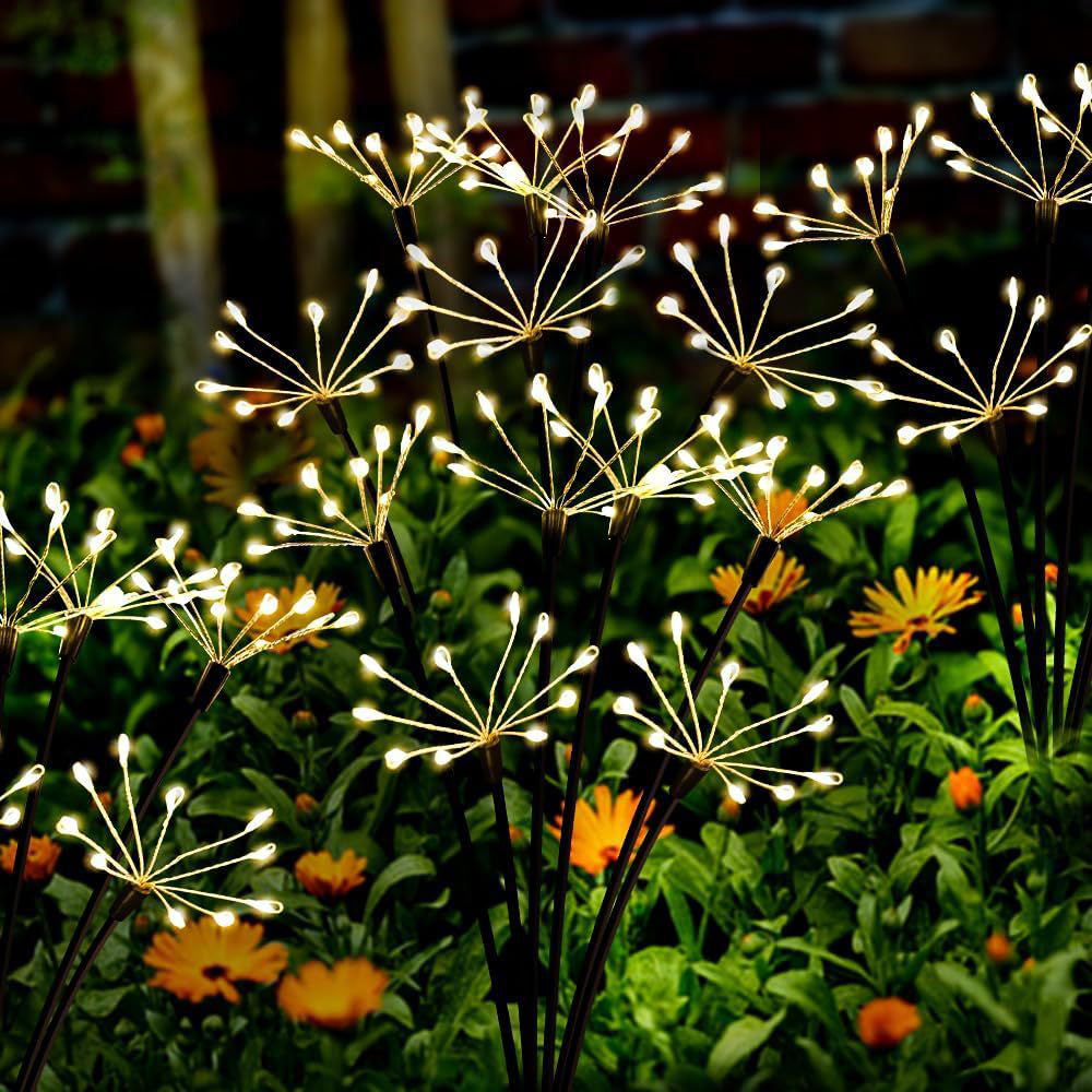 4Pcs Solar Powered Twinkling Firework Outdoor Light