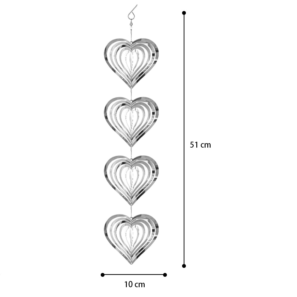 3Pcs Stainless Steel Rotating Reflective Bird Scare Tool-Heart-shaped