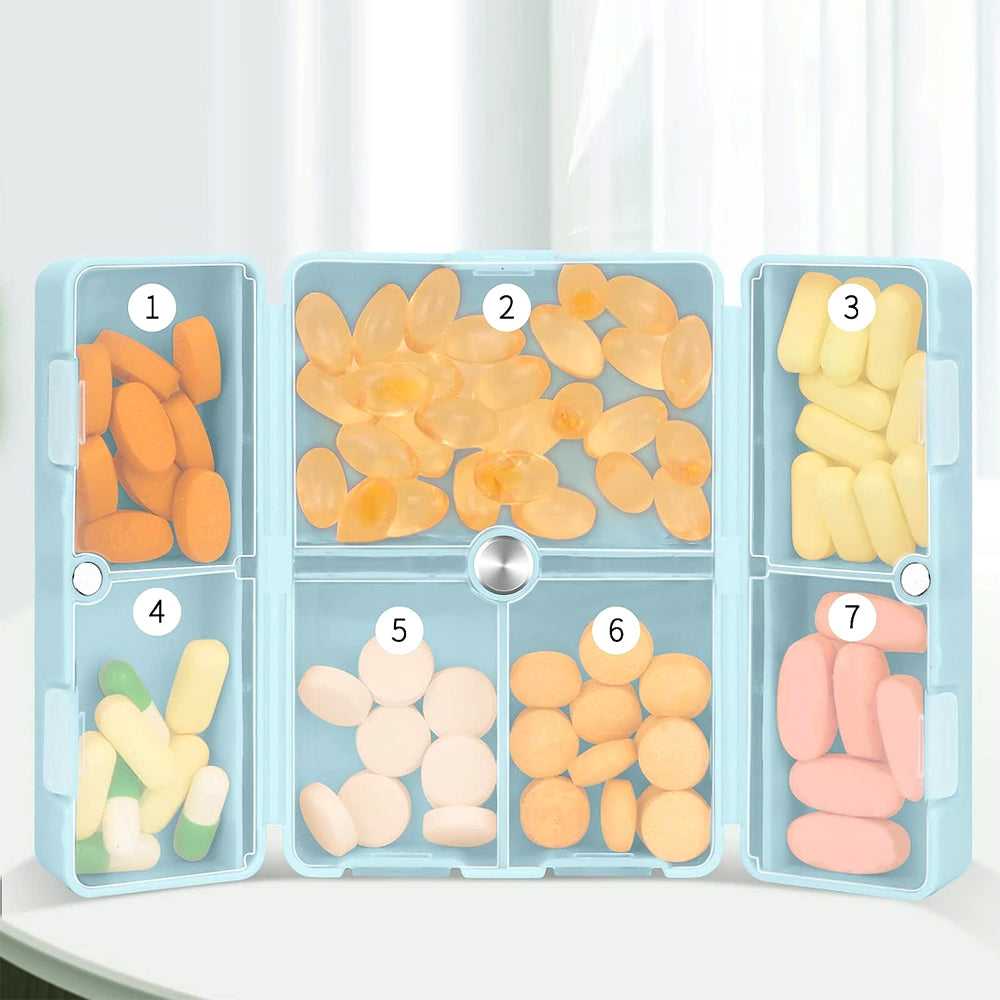 Portable 7-Grid Pill Medicine Storage Dispenser Box
