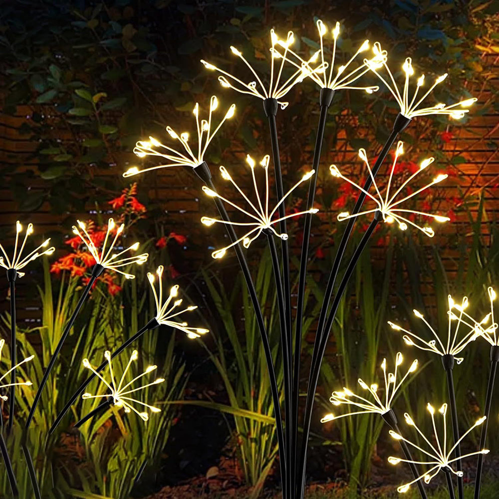 2Pcs Solar Powered Twinkling Firework Outdoor Light