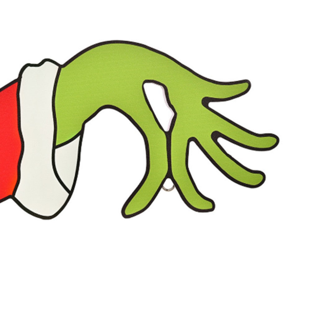 Christmas Grinch Hand Door Ornaments Christmas Door Sticker Hanging Sign Xmas Wall Decor