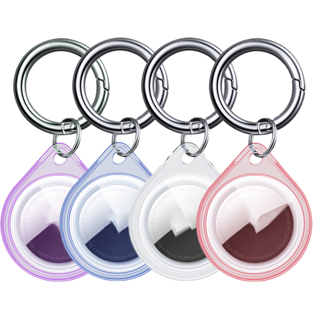 4-Pack Airtag Protective Case with Key Ring Transparent TPU Cover for Apple Airtags