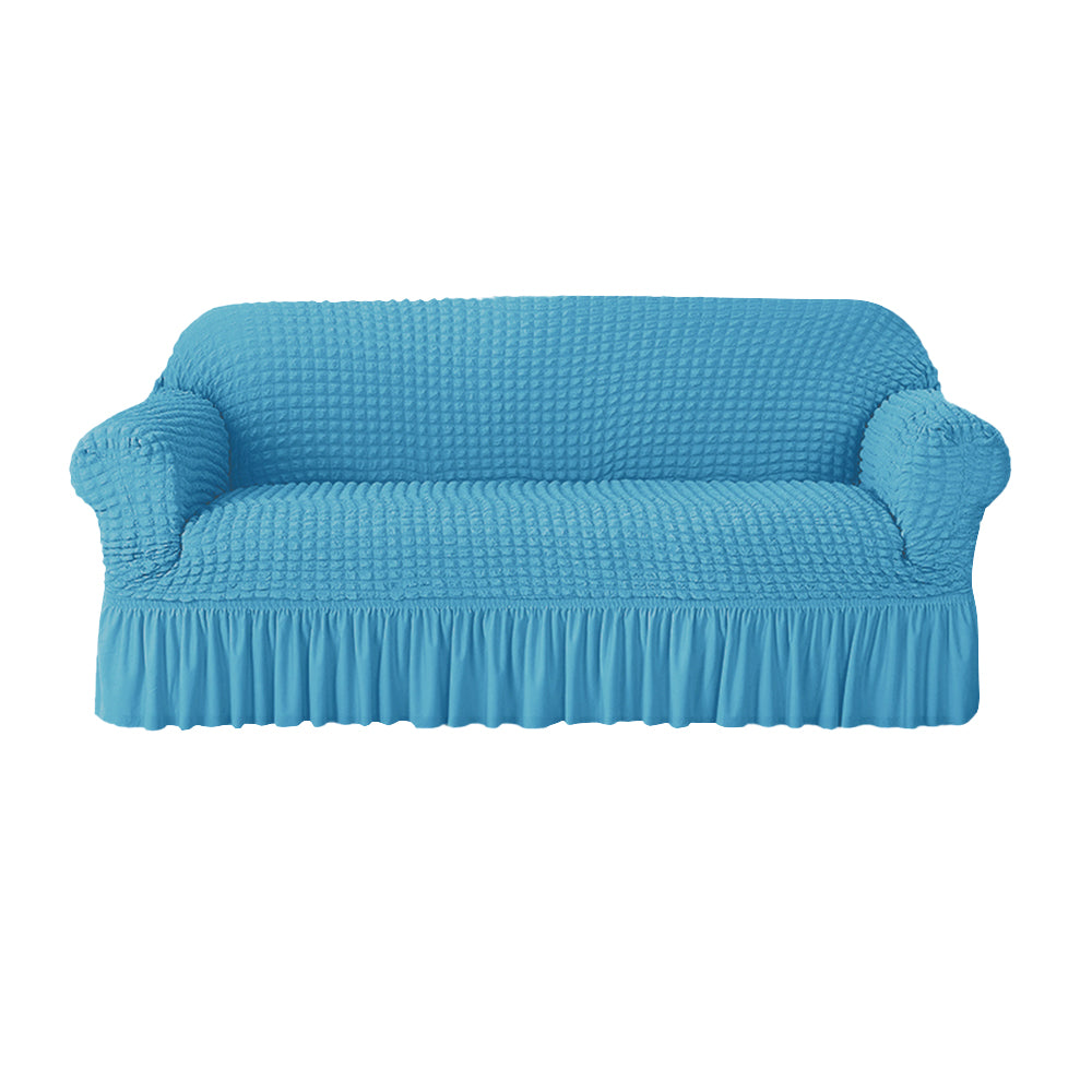 Seersucker Couch Cover with Ruffle Hemline Stretch Sofa Cover