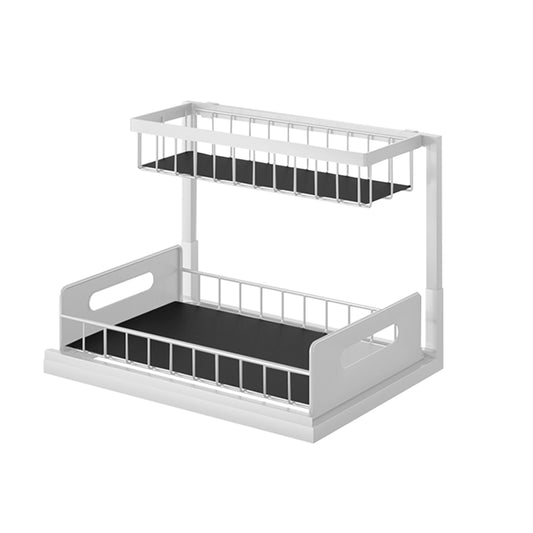Under Sink Organizers 2-Layer Slide Cabinet Basket Storage Rack for Kitchen Bathroom