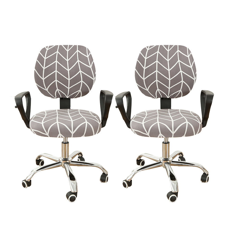 2 Sets of 2 Pieces Stretch Split Printed Computer Office Chair Covers