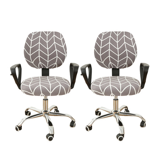 2 Sets of 2 Pieces Stretch Split Printed Computer Office Chair Covers