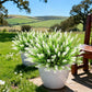 16Pcs Artificial Plants Outdoor Fake Lavender Realistic Plastic Faux Plants for Balcony Patio