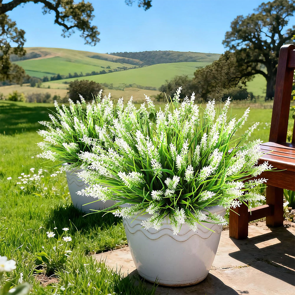 16Pcs Artificial Plants Outdoor Fake Lavender Realistic Plastic Faux Plants for Balcony Patio