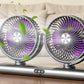 Dual Heads Rechargeable Hanging Fan 3 Speeds Fan with Night Light