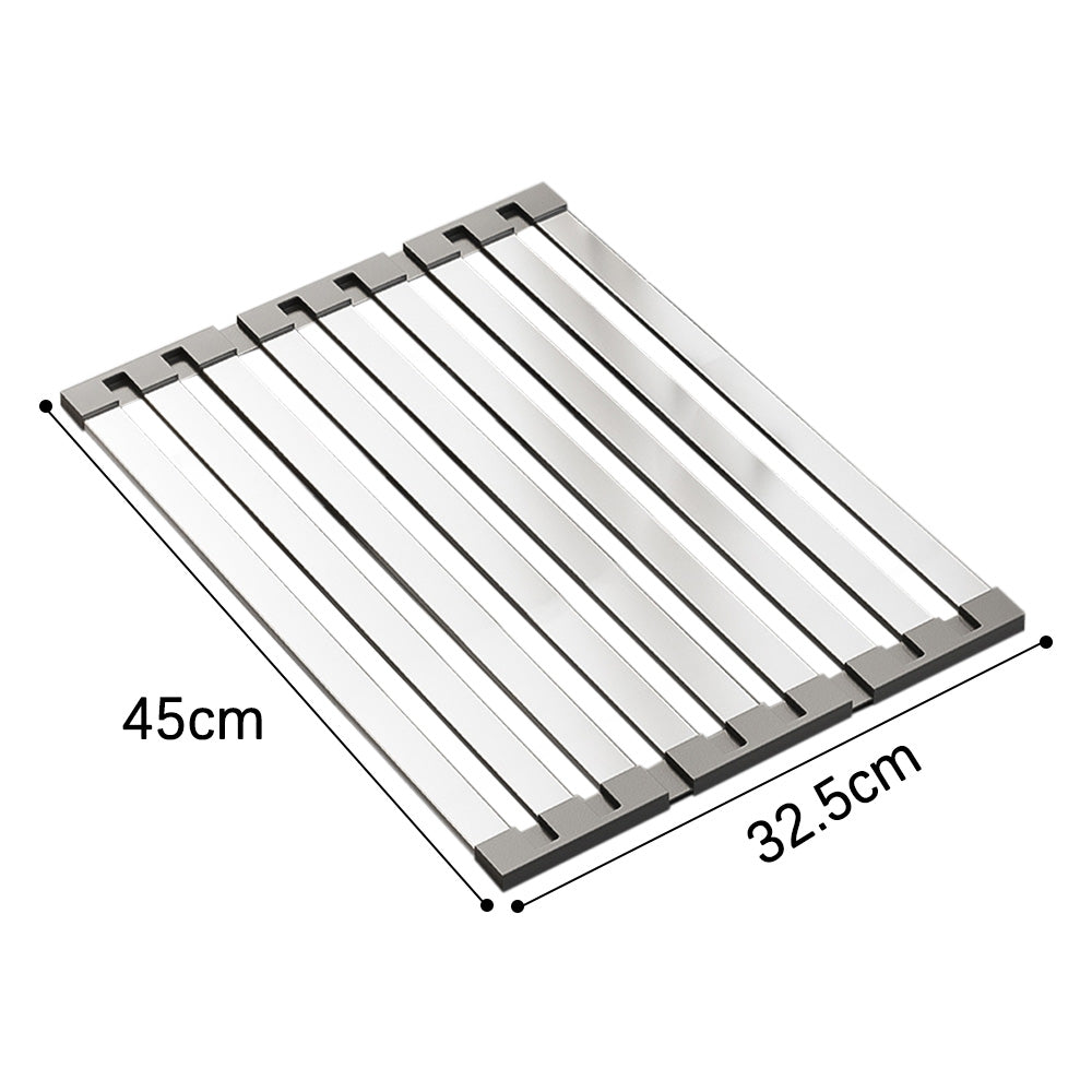 Dish Rack Drying Drainer Stainless Steel Over Sink Rack Foldable Dish Drainer for Kitchen