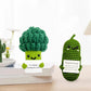 Mini Crochet Doll with Positive Card-Broccoli, Cucumber, Avocados
