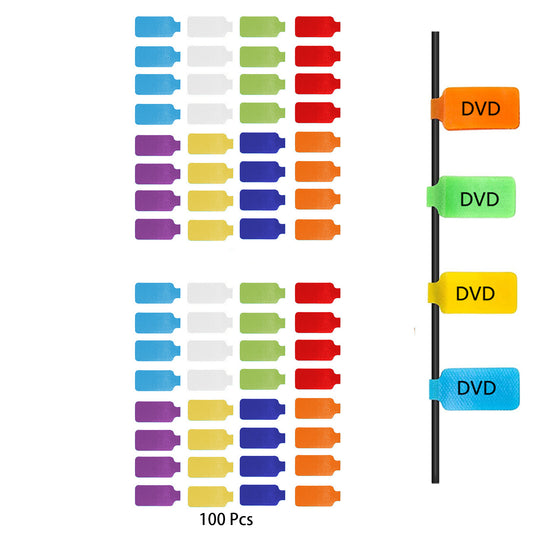 100Pcs 9 Colors Water Resistant Cable Tags Wire Labels for Cable Management