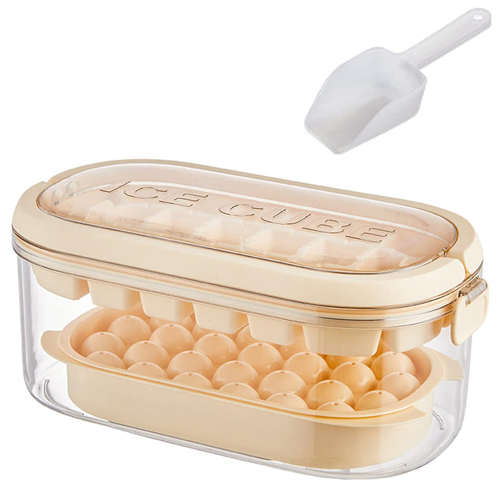 2-Tier Ice Cube Tray Mold with Press-Release Lid and Storage Box for Kitchen