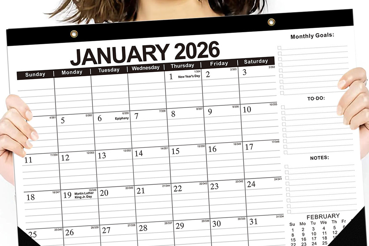 Desk Calendar 18-Month from 2026 Jan- 2027 June with Corner Protectors for Office
