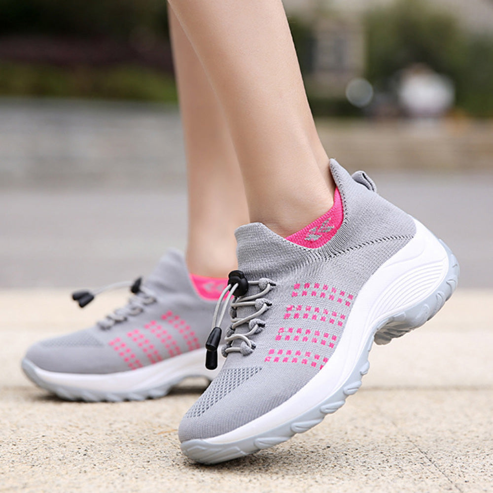 Breathable Stretch Mesh Slip On Walking Sneakers for Men and Women-Grey