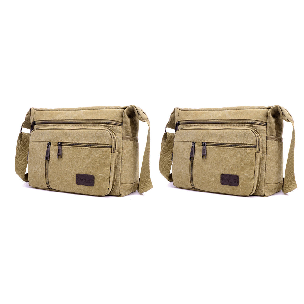 2Pcs Men's Canvas Shoulder Messenger Bag Crossbody
