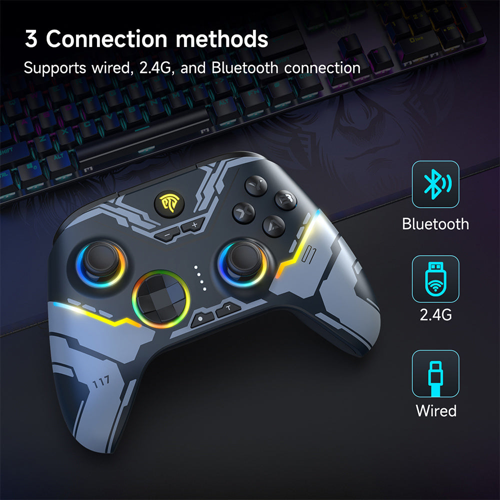EasySMX X15 PC Controller Wireless Bluetooth Controller with Hall Joysticks Triggers RGB Lighting for Switch Windows PC Android