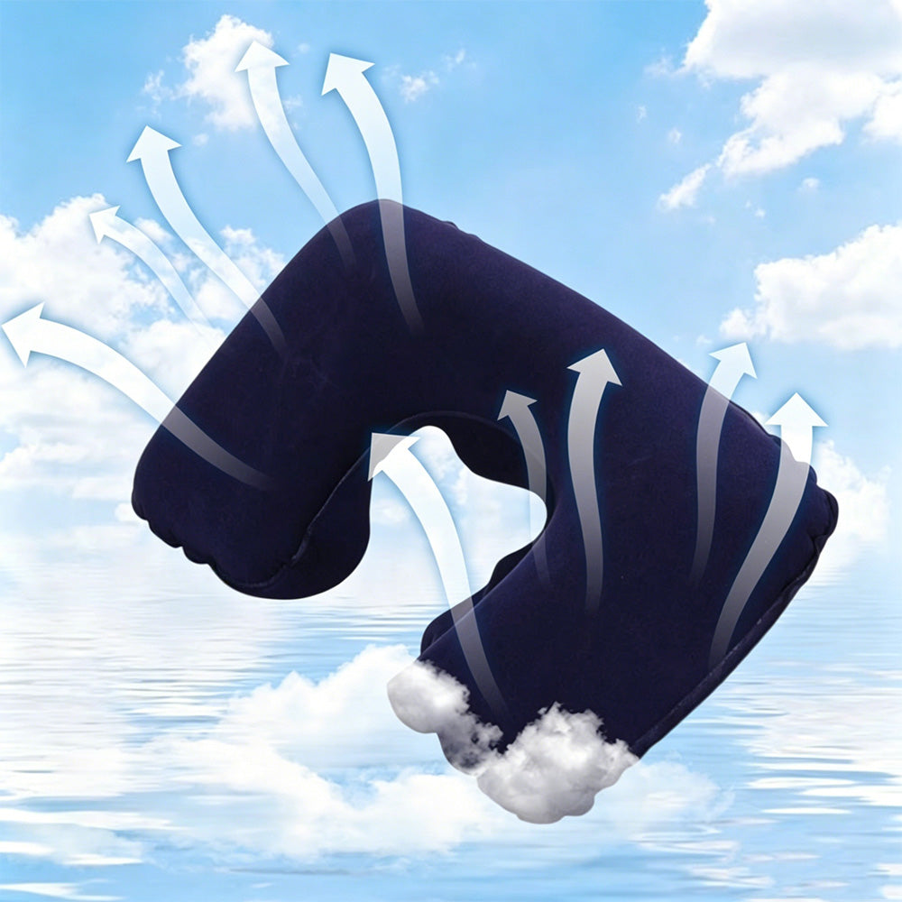 2 Pack Inflatable Travel Neck Pillow U Shaped for Car Plane Soft Velvet PVC Portable