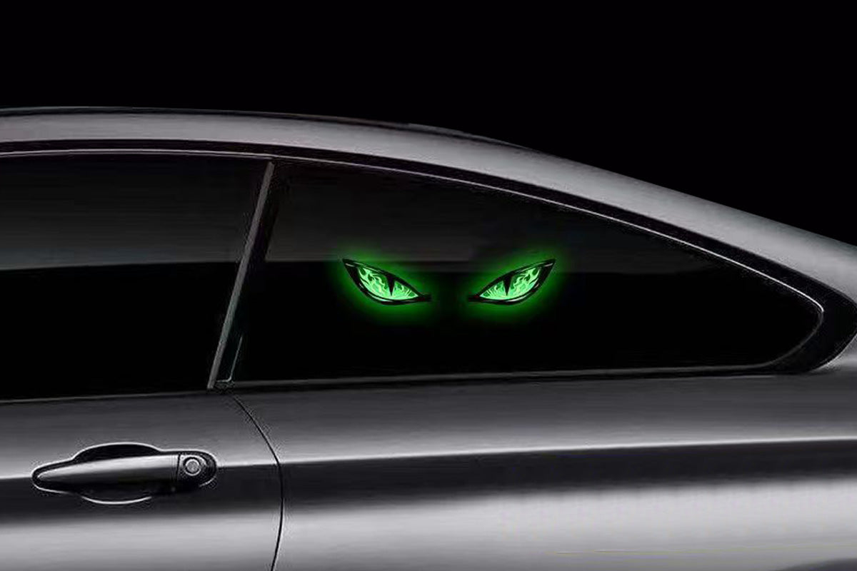 Solar Powered Devil Eyes Car Dynamic Light Car Decal Car Window Interior Decoration