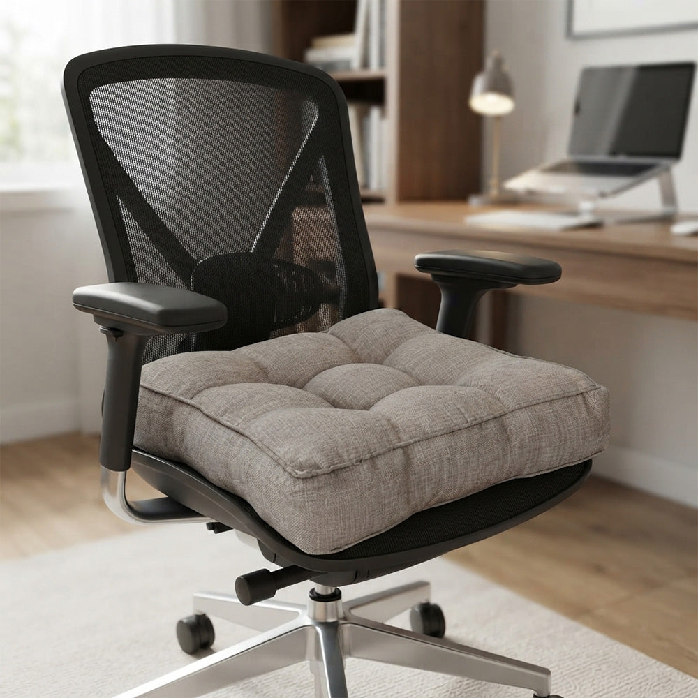 Thickened PP Cotton Padded Chair Seat Cushion with Rolled Edge-Grey