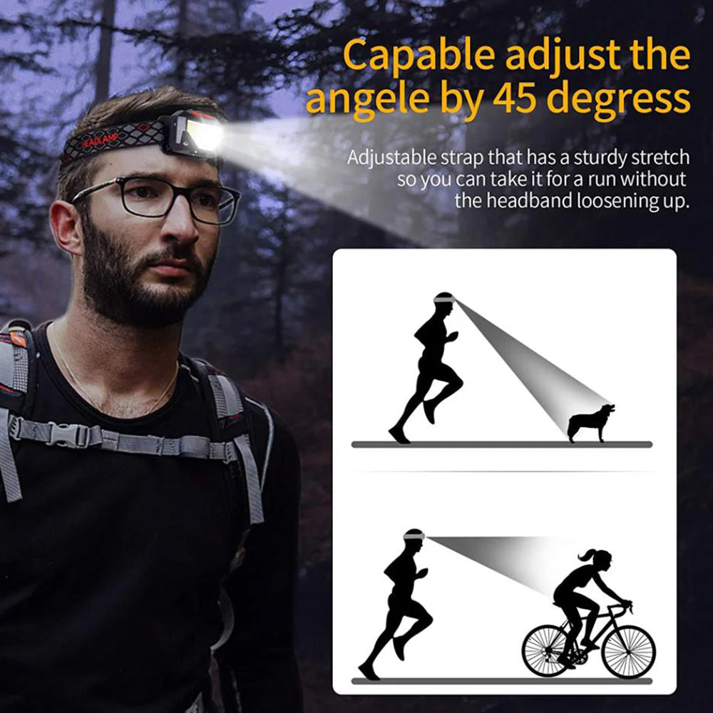 2Pcs Rechargeable LED Headlamp with Motion Sensor
