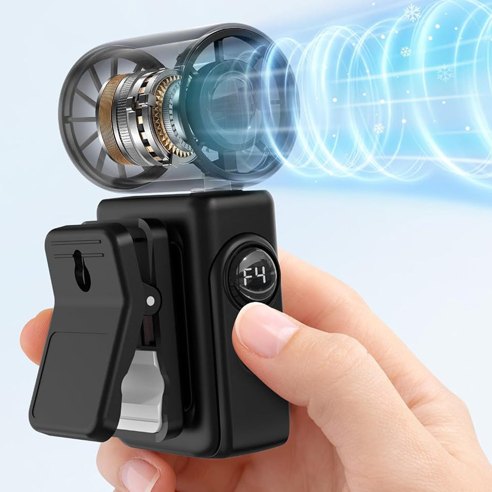 Clip On Handheld Turbo Fan with LED Display 4 Speeds and 180 Degree Tilt