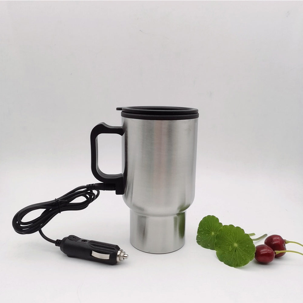 Car Electric Heating Mug 12V Stainless Steel Travel Cup 450ml
