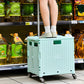 65L Foldable Utility Cart with Lid & 360 Degree Wheels Portable Rolling Crate-Black