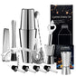 13Pcs Stainless Steel Cocktail Shaker Set Professional Bartender Kit with Recipes Booklet