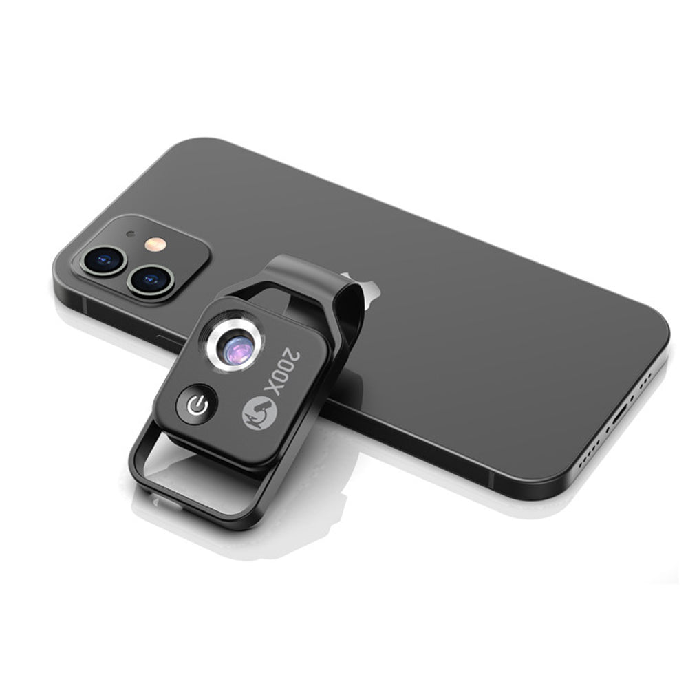 200X Phone Mini Pocket Microscope with CPL Handheld Lens and LED Light