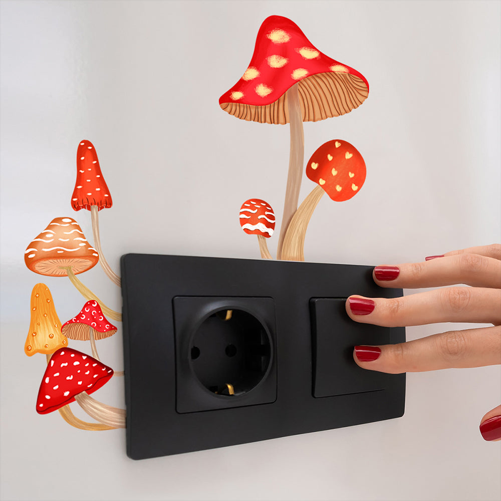 2Pcs Glow in The Dark Mushroom Wall Sticker